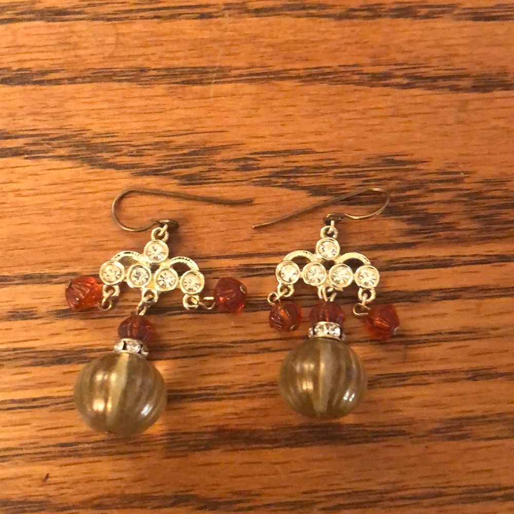 Vintage Beaded Dangling Statement Earrings - Picture 3 of 6